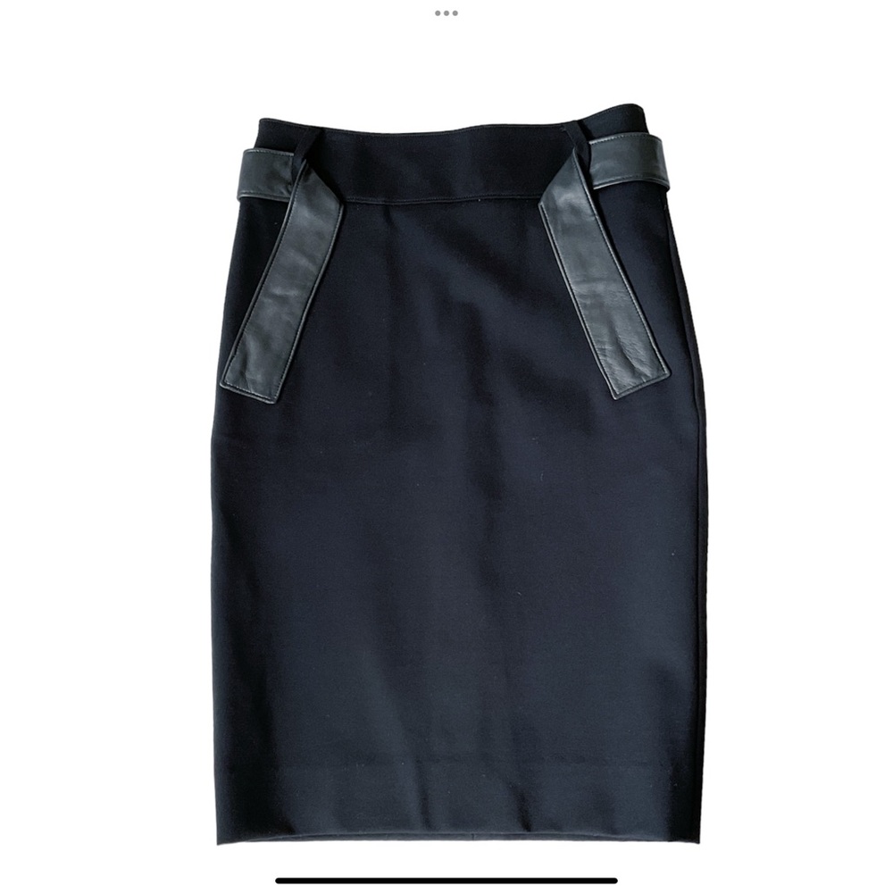 Mackage Stretch Black Pencil Skirt With Leather Detail Size 2